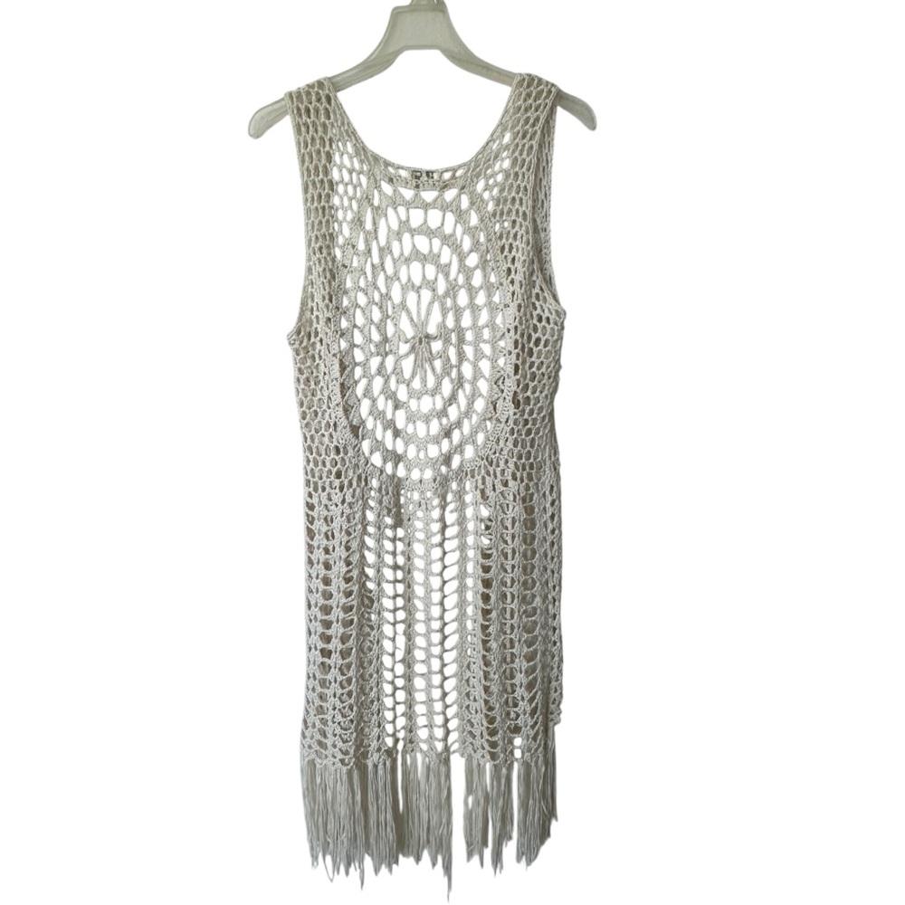 Umgee Crochet Fringe Ivory cardigan sweater size L - Picture 2 of 11